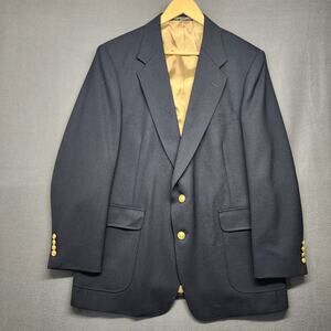 Vintage Cambridge Bay All Season Blazer Men 43 Regular Navy Gold Buttons Classic